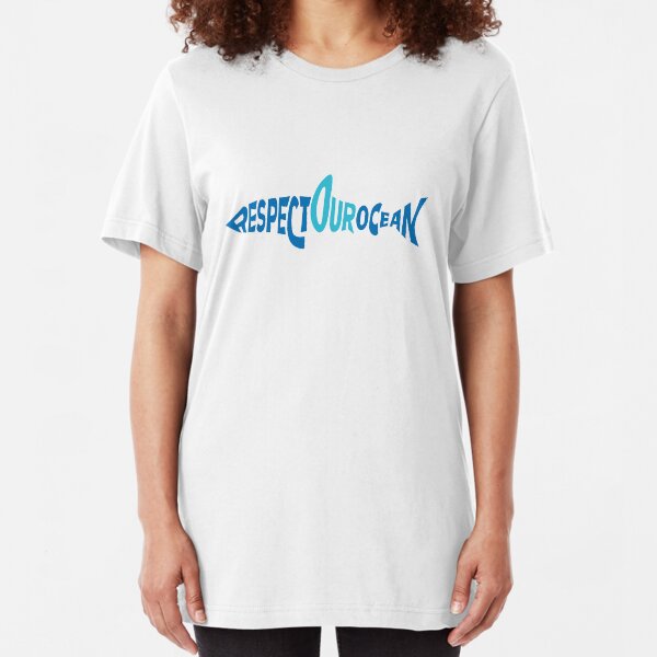Respect Our Ocean - Shark Version Slim Fit T-Shirt