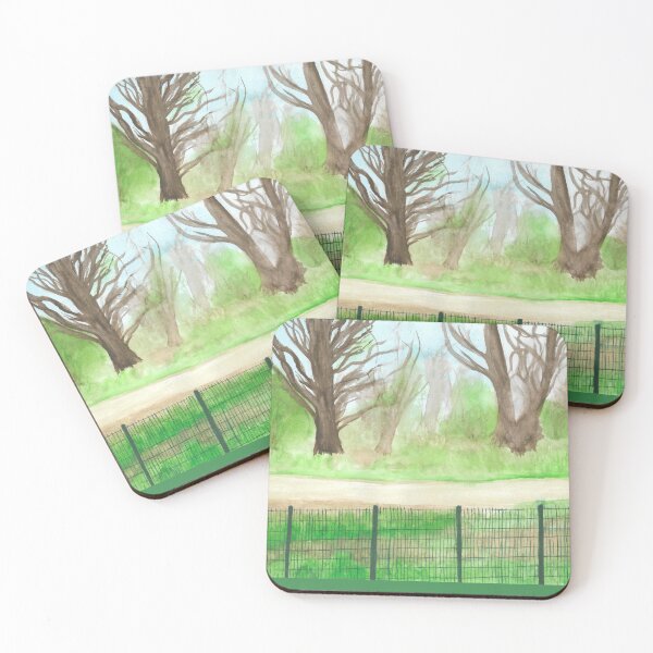 Item preview, watercolor pathway green spring blue sky designed and sold by ShePaintsMusic.