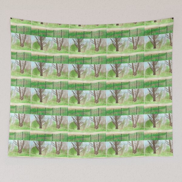 Item preview, watercolor pathway green spring blue sky designed and sold by ShePaintsMusic.