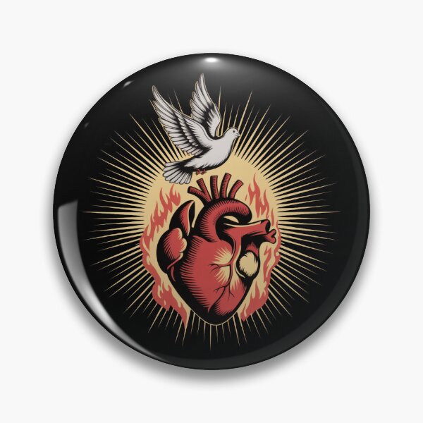 Item preview, Sacred Heart on Fire Holy Spirit Dove Christian T-Shirt | Religious Art Gift designed and sold by EvolusionPro.