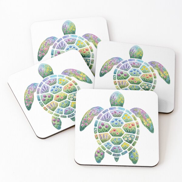 Item preview, Fpring Flowers Field Sea Turtule watercolor designed and sold by shellle in the ocean.