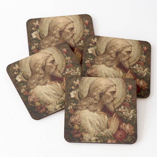 Item preview, Sacred Jesus Christ Portrait with Floral Halo designed and sold by daila70.