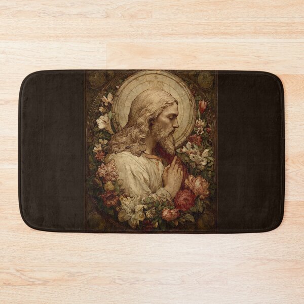 Item preview, Sacred Jesus Christ Portrait with Floral Halo designed and sold by daila70.