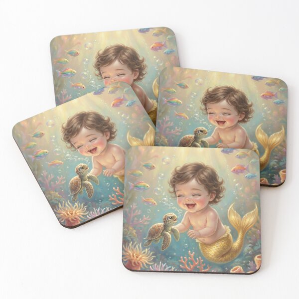Item preview, Happy Baby Mermaid Turtle Friends designed and sold by Magical Art Store.