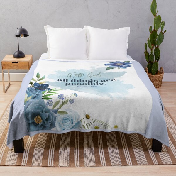 Item preview, Bible Verse Blue Floral Design – Faith & Hope Art designed and sold by MacheSmith.