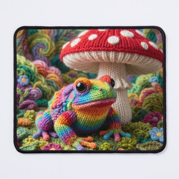 Item preview, Yarn Toad Sits Under Amanita Mushroom designed and sold by Tridentulus.