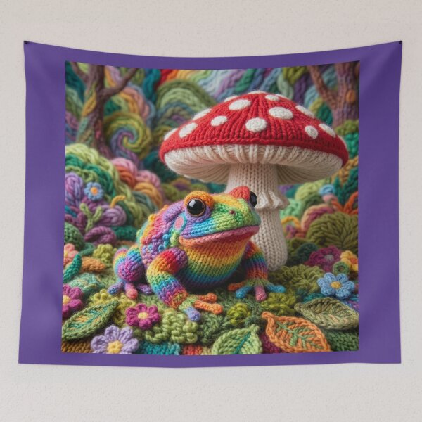 Item preview, Yarn Toad Sits Under Amanita Mushroom designed and sold by Tridentulus.