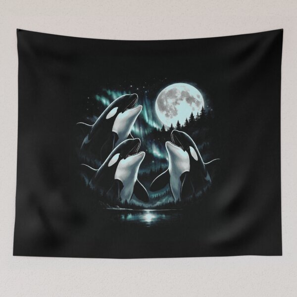 Item preview, Three Orca Moon Funny Parody Killer Whale Northern Lights designed and sold by Ali-printshop.