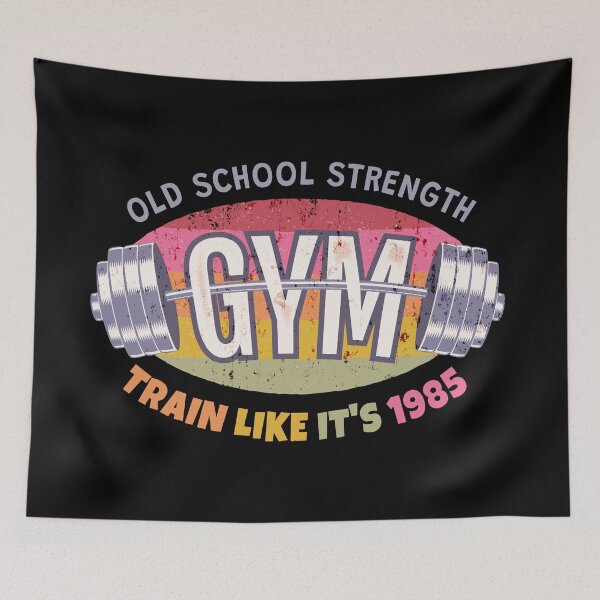 Item preview, Old School Gym: Strength Training Like It’s Vintage 80s Bodybuilding. Train Like It's 1985. Rainbow. Grunge version designed and sold by SIR13.