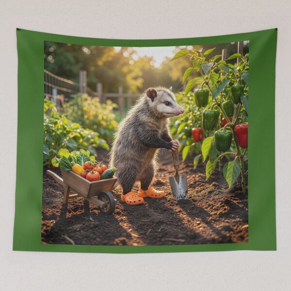 Item preview, Possum Gardener Admires Her Prize Peppers designed and sold by Tridentulus.