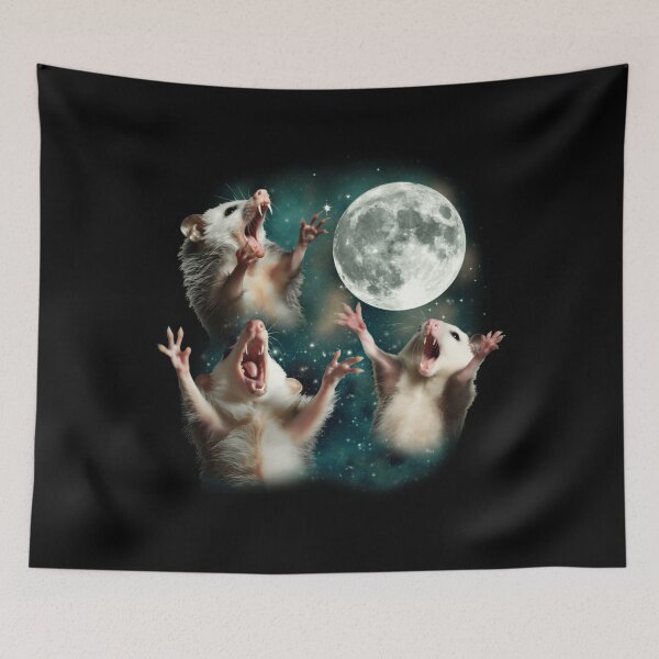 Item preview, Three Opossum Moon Funny Screaming Opossum Meme designed and sold by Ali-printshop.