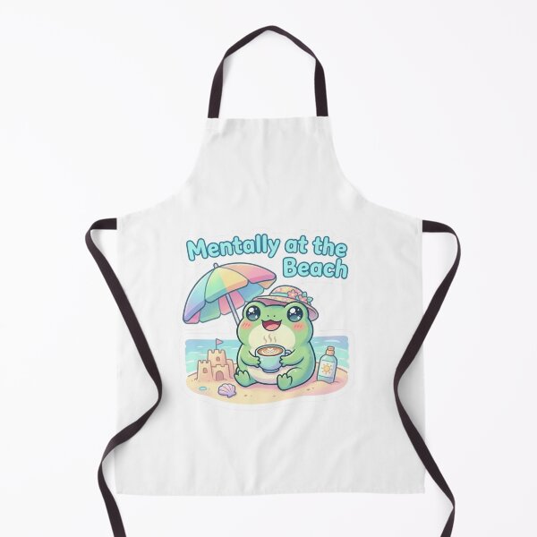 Item preview, Kawaii Frog Mentally at the Beach Aesthetic Coffee Sticker designed and sold by ItsArtisticLab.