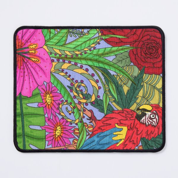 Item preview, Tropical Macaw & Hibiscus Bloom Rainforest designed and sold by Cass Harker Studio.