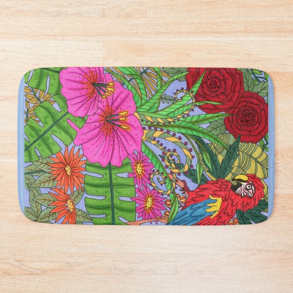 Item preview, Tropical Macaw & Hibiscus Bloom Rainforest designed and sold by Cass Harker Studio.