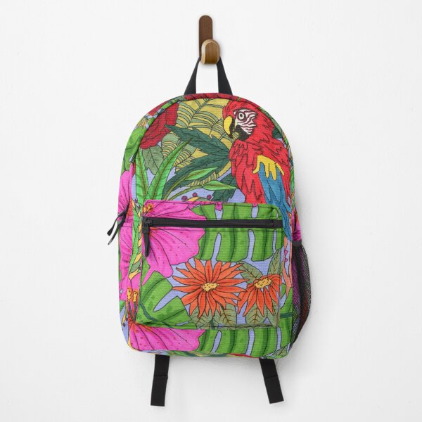 Item preview, Tropical Macaw & Hibiscus Bloom Rainforest designed and sold by Cass Harker Studio.