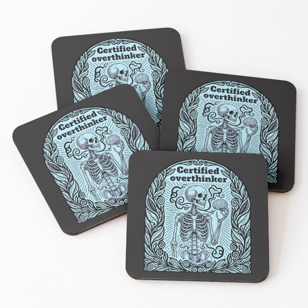 Item preview, "Certified Overthinker" Funny Skeleton Anxiety Dark Humor Art designed and sold by Cipher & Soul.