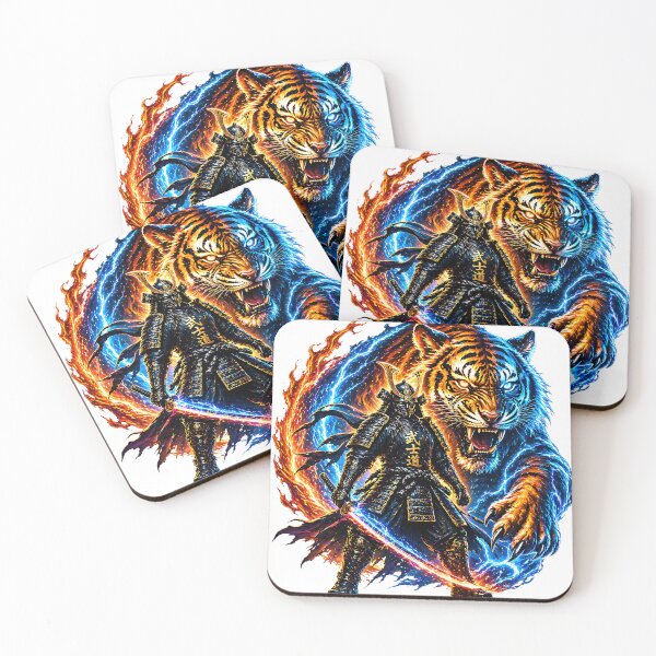 Item preview, Samurai Tiger Warrior Graphic T-Shirt | Fire Ice Katana Fantasy Japanese Warrior Design designed and sold by Digital Culture Studio.