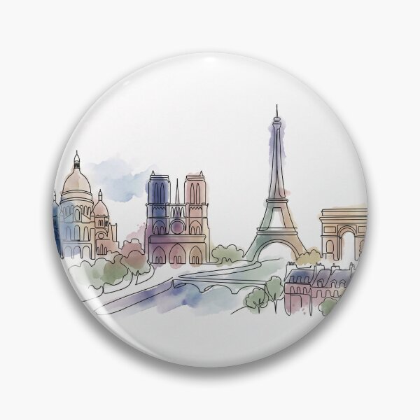 Item preview, Paris Skyline Minimal Line Watercolor Art designed and sold by PixorStudio.