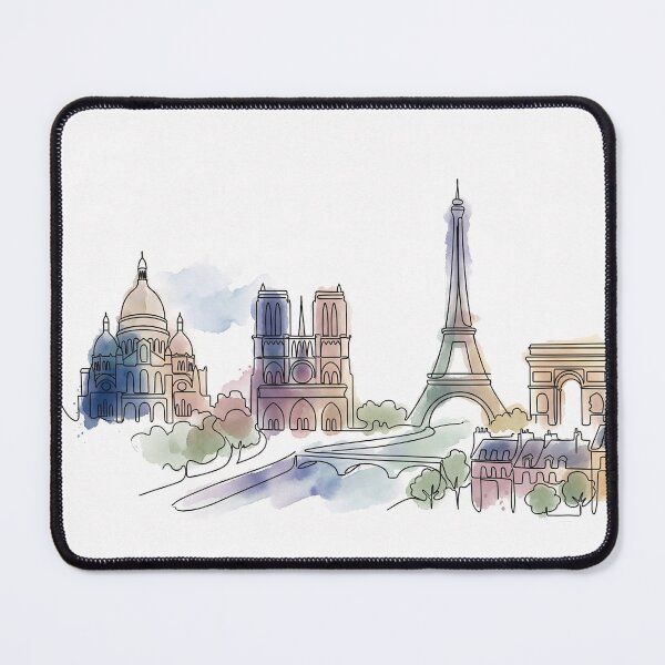 Item preview, Paris Skyline Minimal Line Watercolor Art designed and sold by PixorStudio.