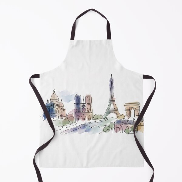 Item preview, Paris Skyline Minimal Line Watercolor Art designed and sold by PixorStudio.