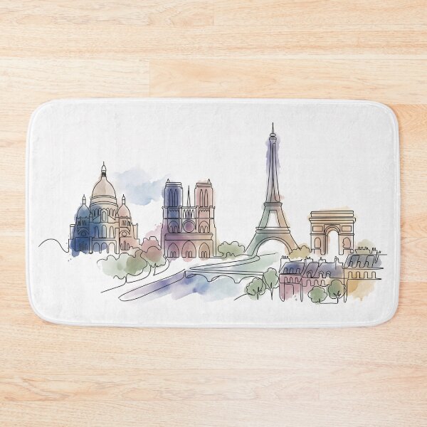 Item preview, Paris Skyline Minimal Line Watercolor Art designed and sold by PixorStudio.