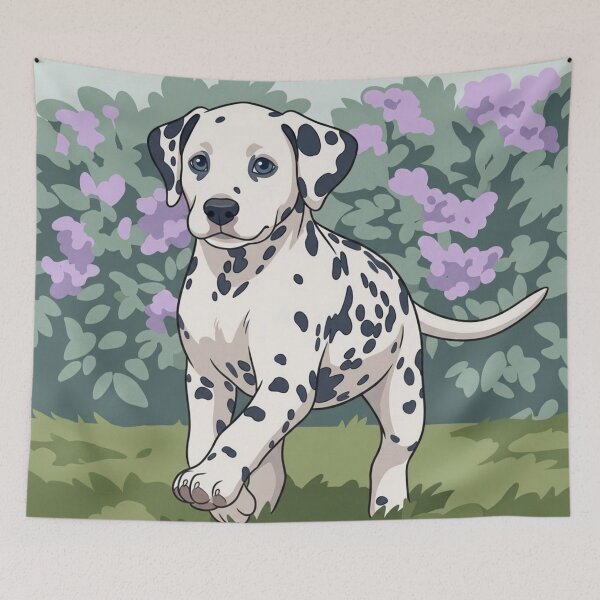 Item preview, Sweet Prancing Dalmatian Puppy in Lilac Flower Garden designed and sold by BLUESKY11a.
