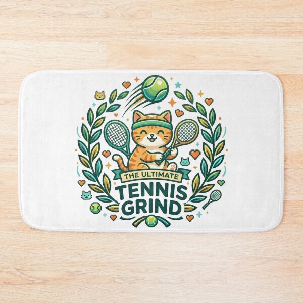 Item preview, Kawaii Gaming Cat | The Ultimate Tennis Grind 8-Bit Badge designed and sold by Wear Sculpt.
