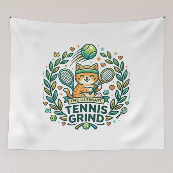 Item preview, Kawaii Gaming Cat | The Ultimate Tennis Grind 8-Bit Badge designed and sold by Wear Sculpt.