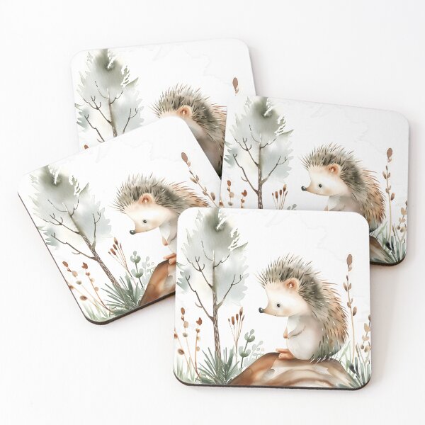 Item preview, Watercolor Hedgehog Woodland Nursery Art designed and sold by WabiSabiSjak.