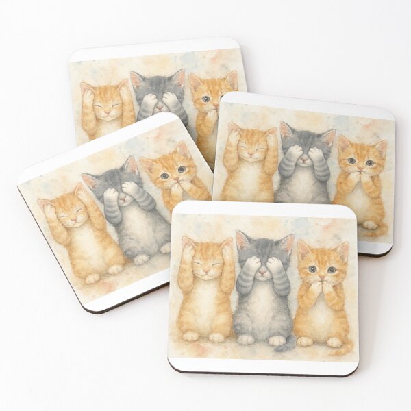 Item preview, 3 Kittens Hear, See, Speak No Evil designed and sold by TinCatOutPost.