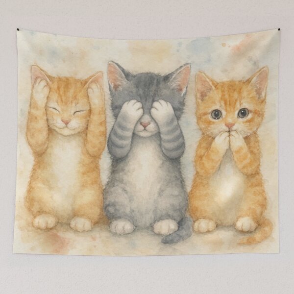 Item preview, 3 Kittens Hear, See, Speak No Evil designed and sold by TinCatOutPost.