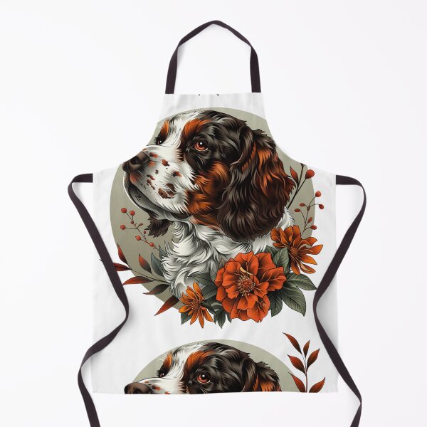 Item preview, Neo-traditional Brittany Spaniel with flowers designed and sold by MendaciousMina.