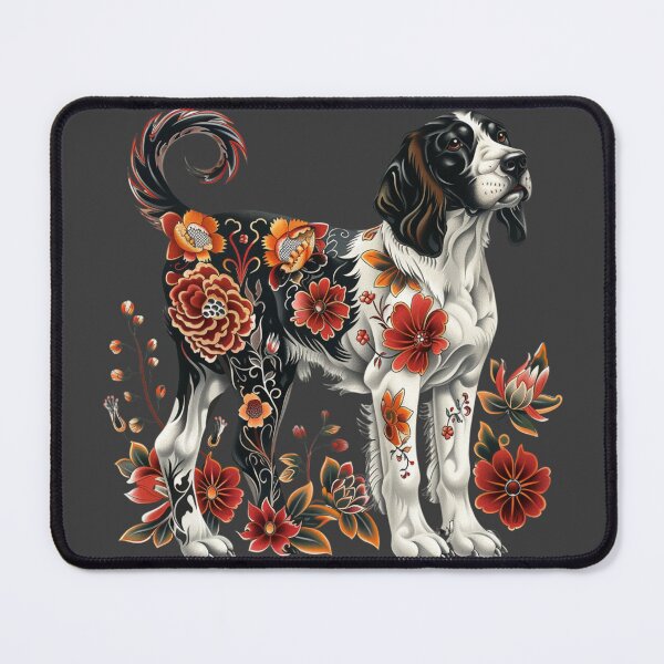 Item preview, Neo-traditional Brittany Spaniel with flowers designed and sold by MendaciousMina.