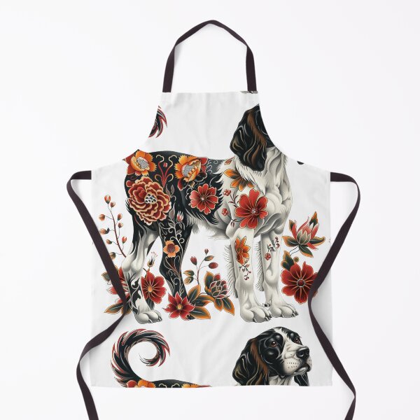 Item preview, Neo-traditional Brittany Spaniel with flowers designed and sold by MendaciousMina.