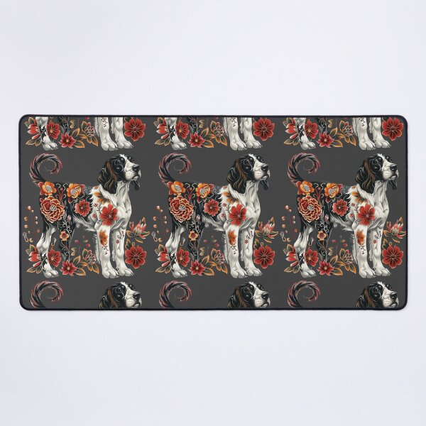 Item preview, Neo-traditional Brittany Spaniel with flowers designed and sold by MendaciousMina.