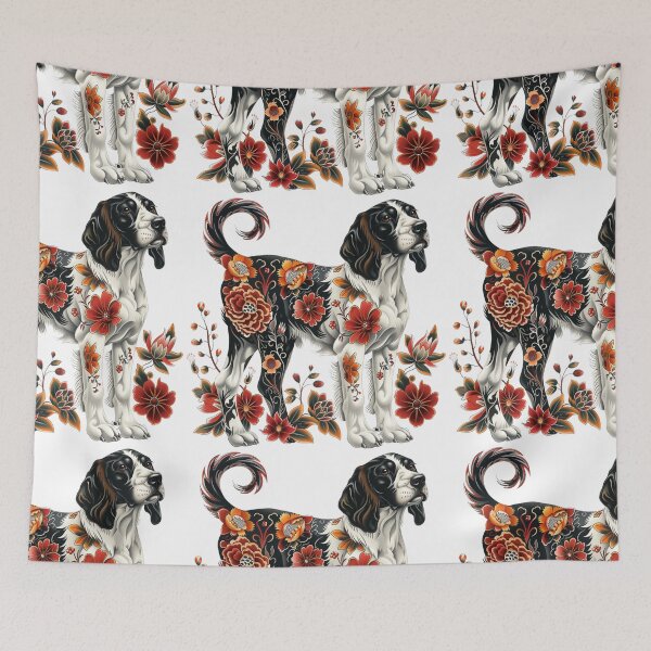 Item preview, Neo-traditional Brittany Spaniel with flowers designed and sold by MendaciousMina.