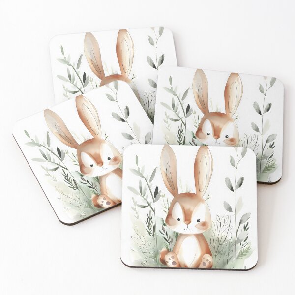 Item preview, Watercolor Bunny Woodland Nursery Art designed and sold by WabiSabiSjak.