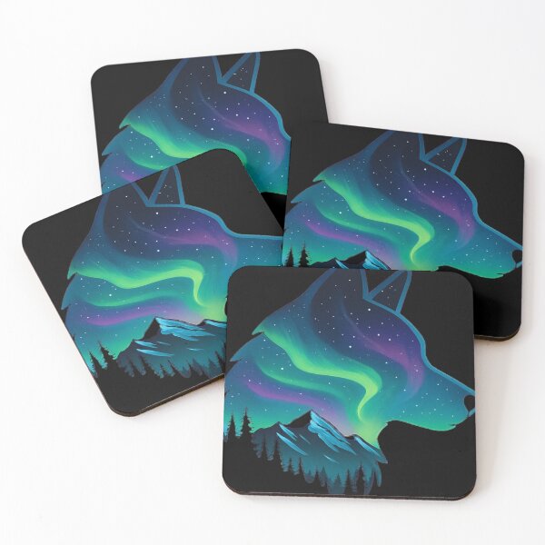 Item preview, Wolf northern lights grapchic print designed and sold by Inquu.