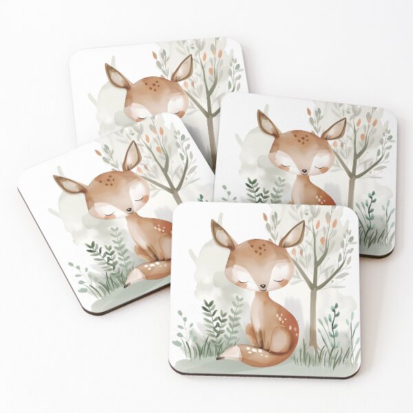 Item preview, Watercolor Deer Woodland Nursery Art designed and sold by WabiSabiSjak.