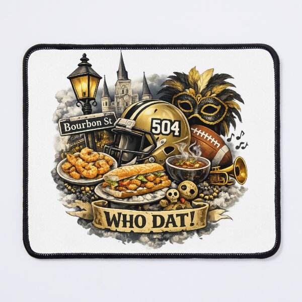 Item preview, New Orleans Football Fan Design NOLA Bayou Food Culture Skyline Mardi Gras Sports Tee designed and sold by GarnerSupplyCo.