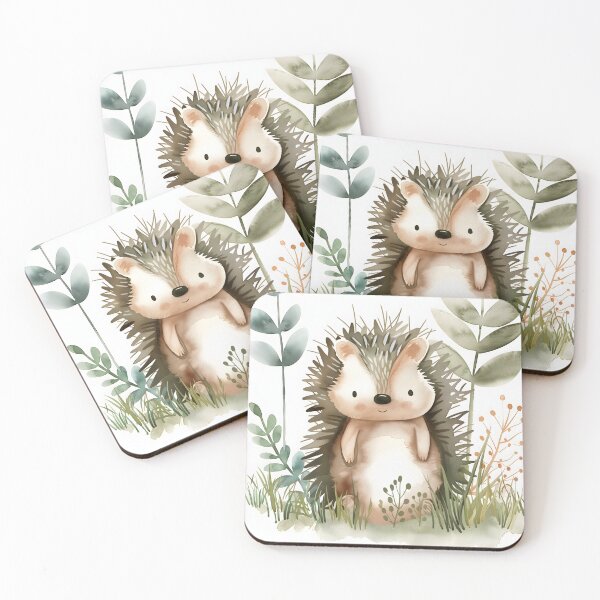 Item preview, Cute Watercolor Hedgehog Woodland Nursery Art designed and sold by WabiSabiSjak.