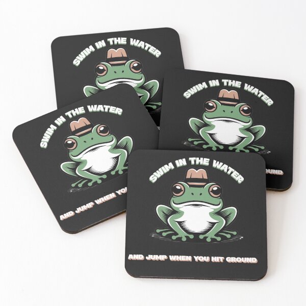 Item preview, Frog with Hat Swim in Water Jump on Ground Design designed and sold by Tsugraf Designs.
