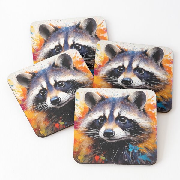Item preview, Vibrant Watercolor Raccoon Art – Colorful Abstract Trash Panda Splash designed and sold by CattlettArt.