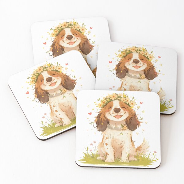Item preview, Cute Brittany Spaniel with a flower crown designed and sold by MendaciousMina.