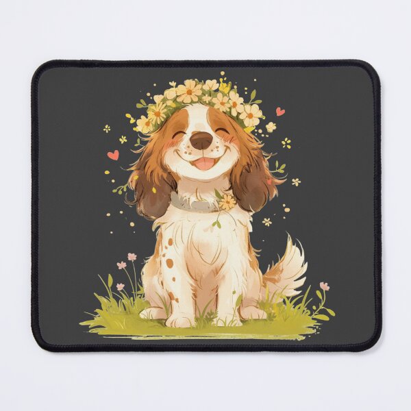 Item preview, Cute Brittany Spaniel with a flower crown designed and sold by MendaciousMina.