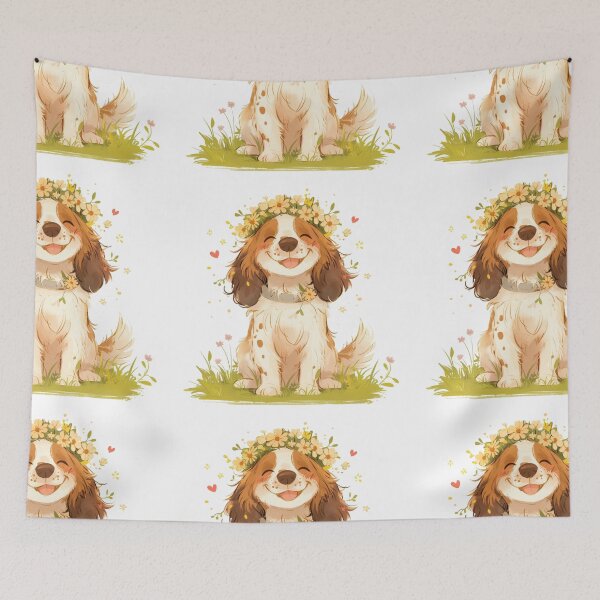 Item preview, Cute Brittany Spaniel with a flower crown designed and sold by MendaciousMina.