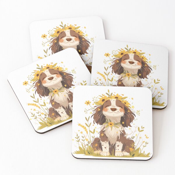 Item preview, Cute Brittany Spaniel with a flower crown designed and sold by MendaciousMina.
