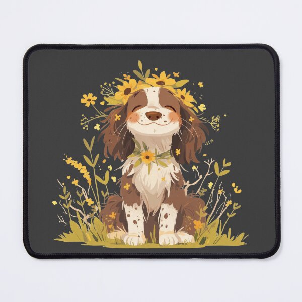 Item preview, Cute Brittany Spaniel with a flower crown designed and sold by MendaciousMina.