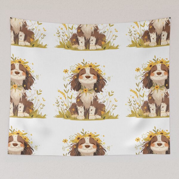 Item preview, Cute Brittany Spaniel with a flower crown designed and sold by MendaciousMina.