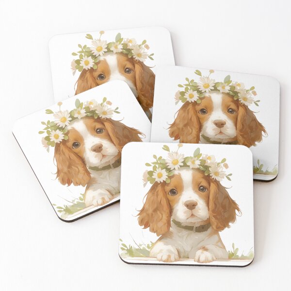 Item preview, Cute Brittany Spaniel with a flower crown designed and sold by MendaciousMina.